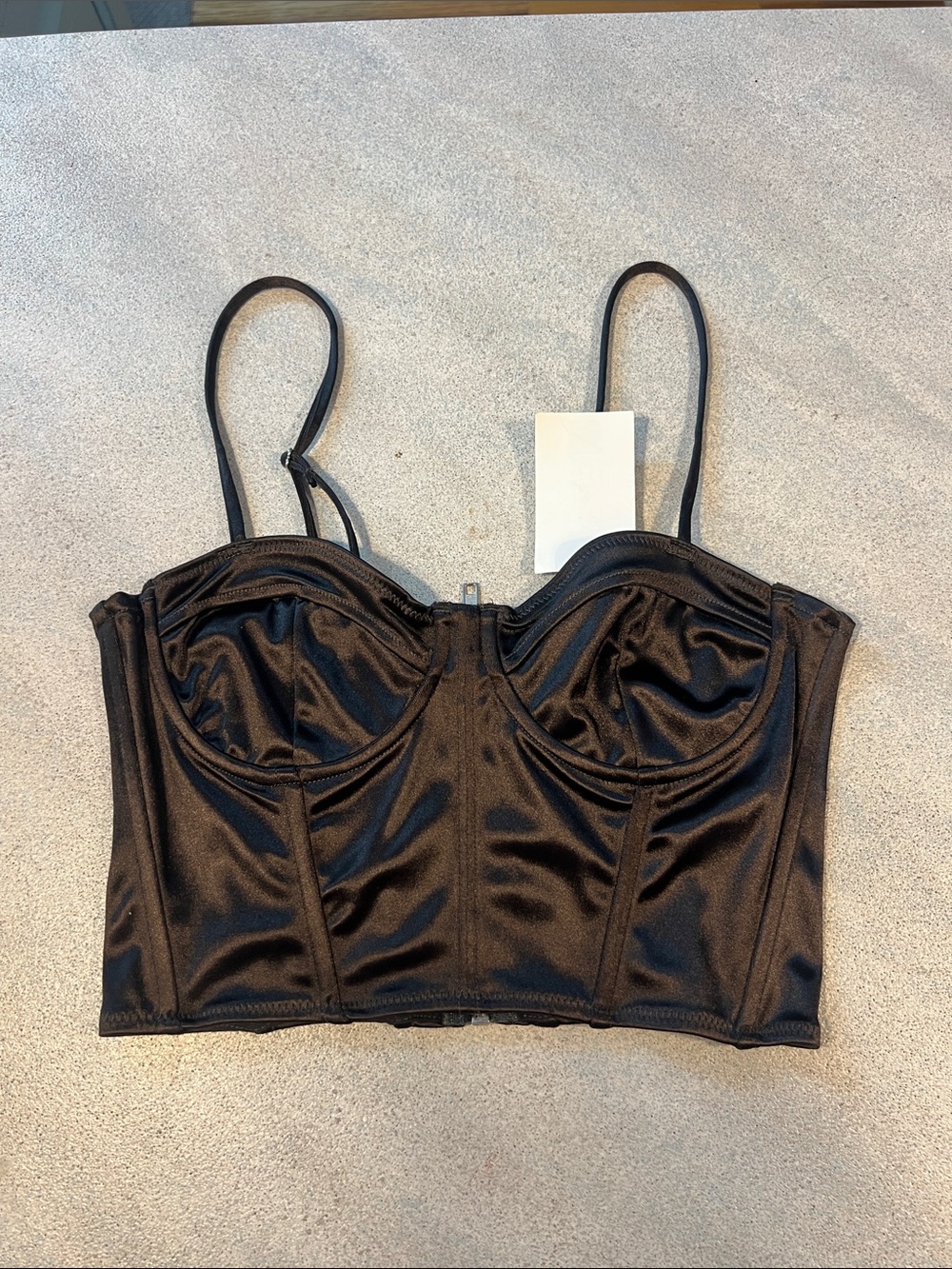 NWT, H&M Bustier in Shimmering Black, Adjustable Straps, Perfect All Year, S